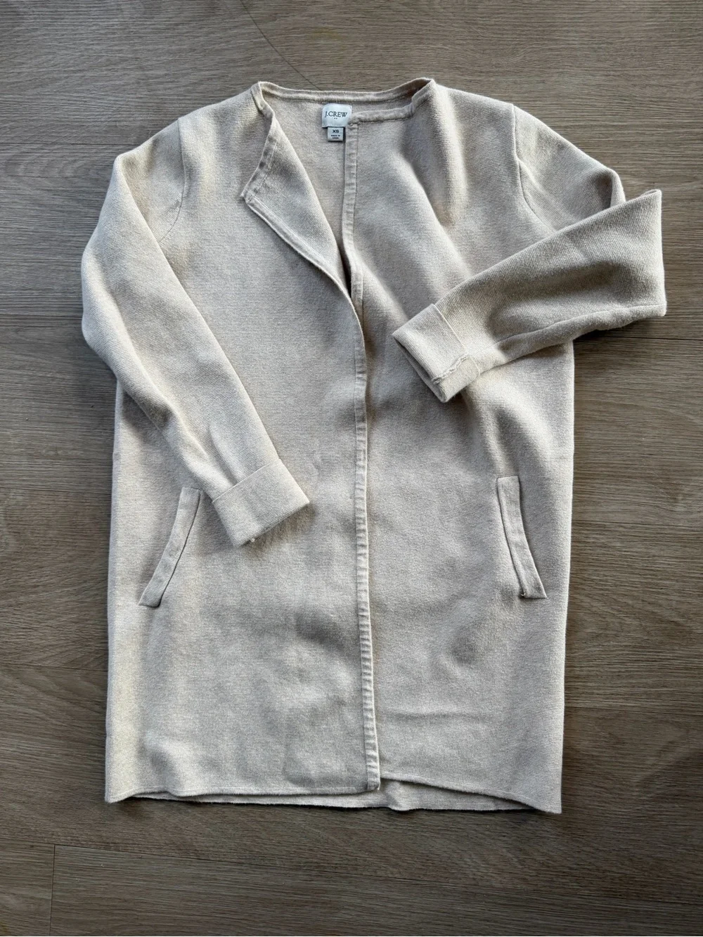J. Crew Women's Light Taupe Open-Front Knit Cardigan